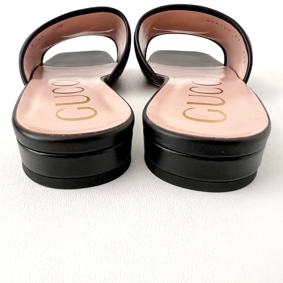 GUCCI | Marmont GG Jolie Matelasse Quilted Black Leather Low Heel Slides Sandals - Picture 11 of 14